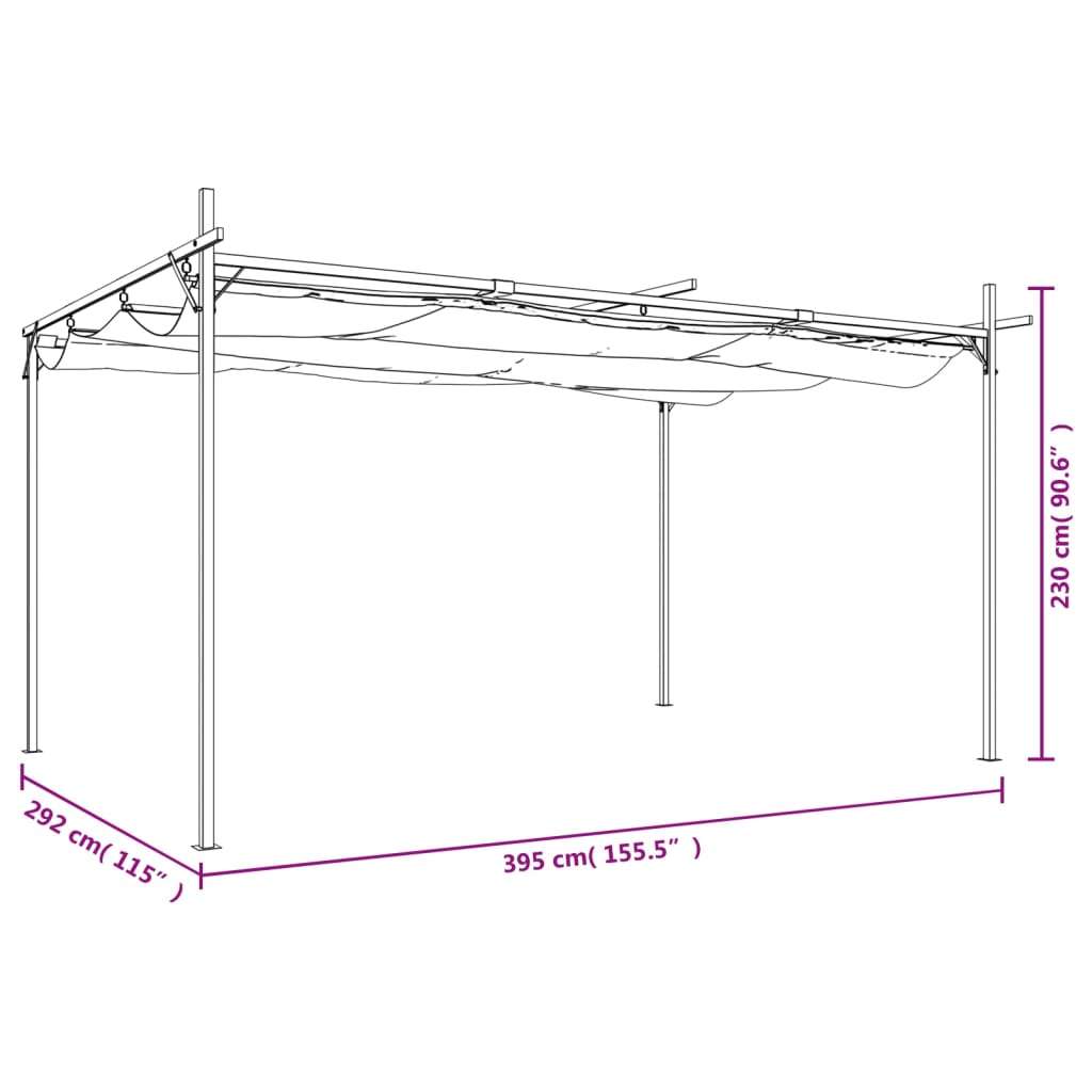vidaXL Pergola with Retractable Roof 295x292x230 Taupe