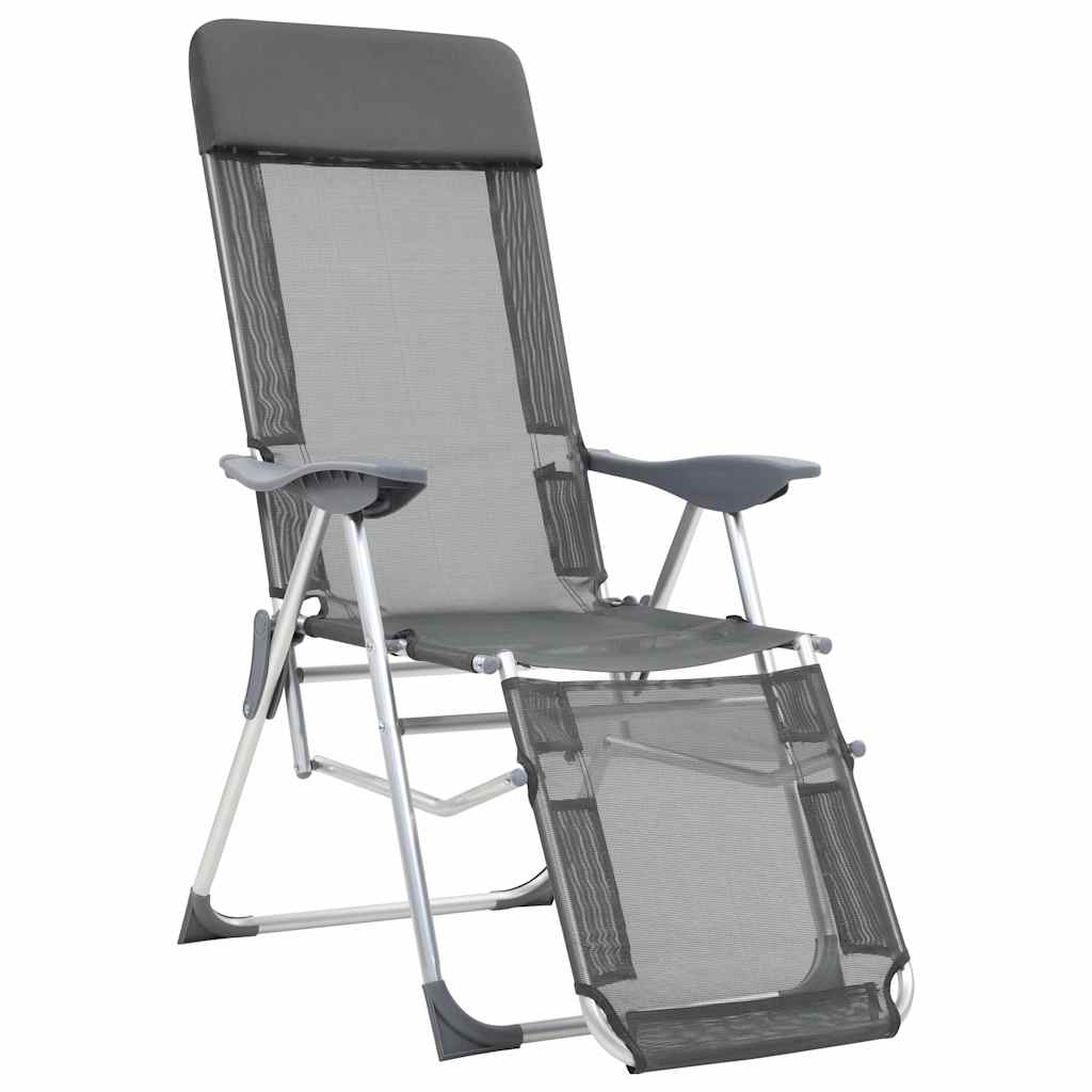 vidaXL Campingstoelen met voetensteun 2 st inklapbaar textileen grijs