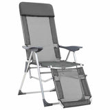 vidaXL Campingstoelen met voetensteun 2 st inklapbaar textileen grijs
