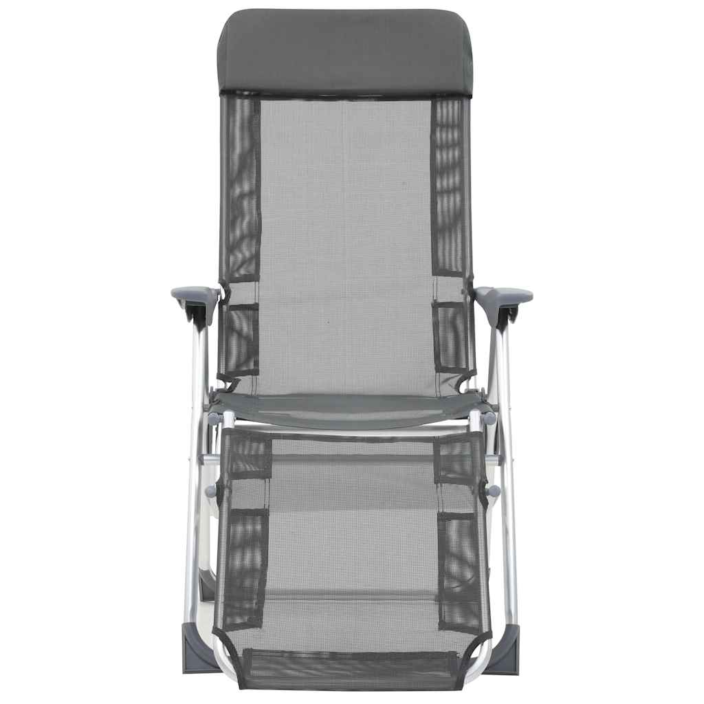 vidaXL Campingstoelen met voetensteun 2 st inklapbaar textileen grijs