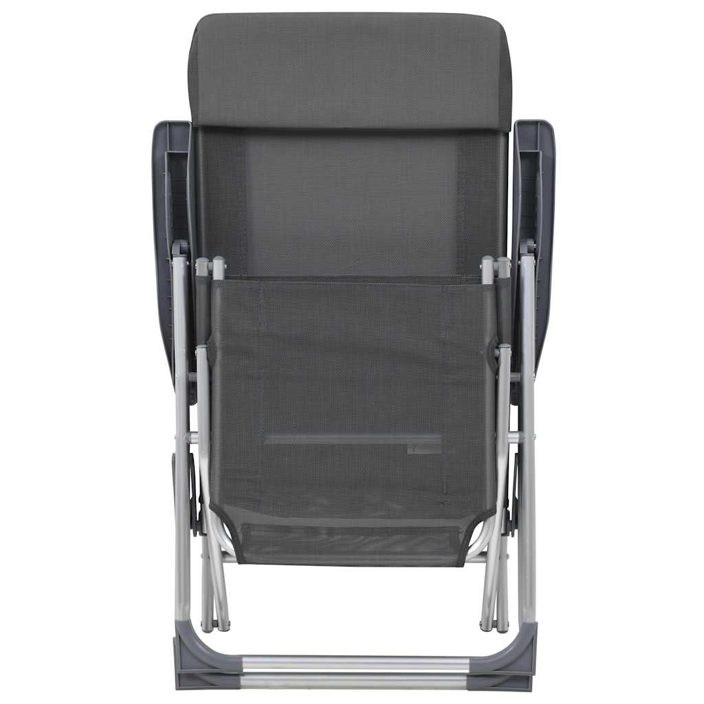 vidaXL Campingstoelen met voetensteun 2 st inklapbaar textileen grijs