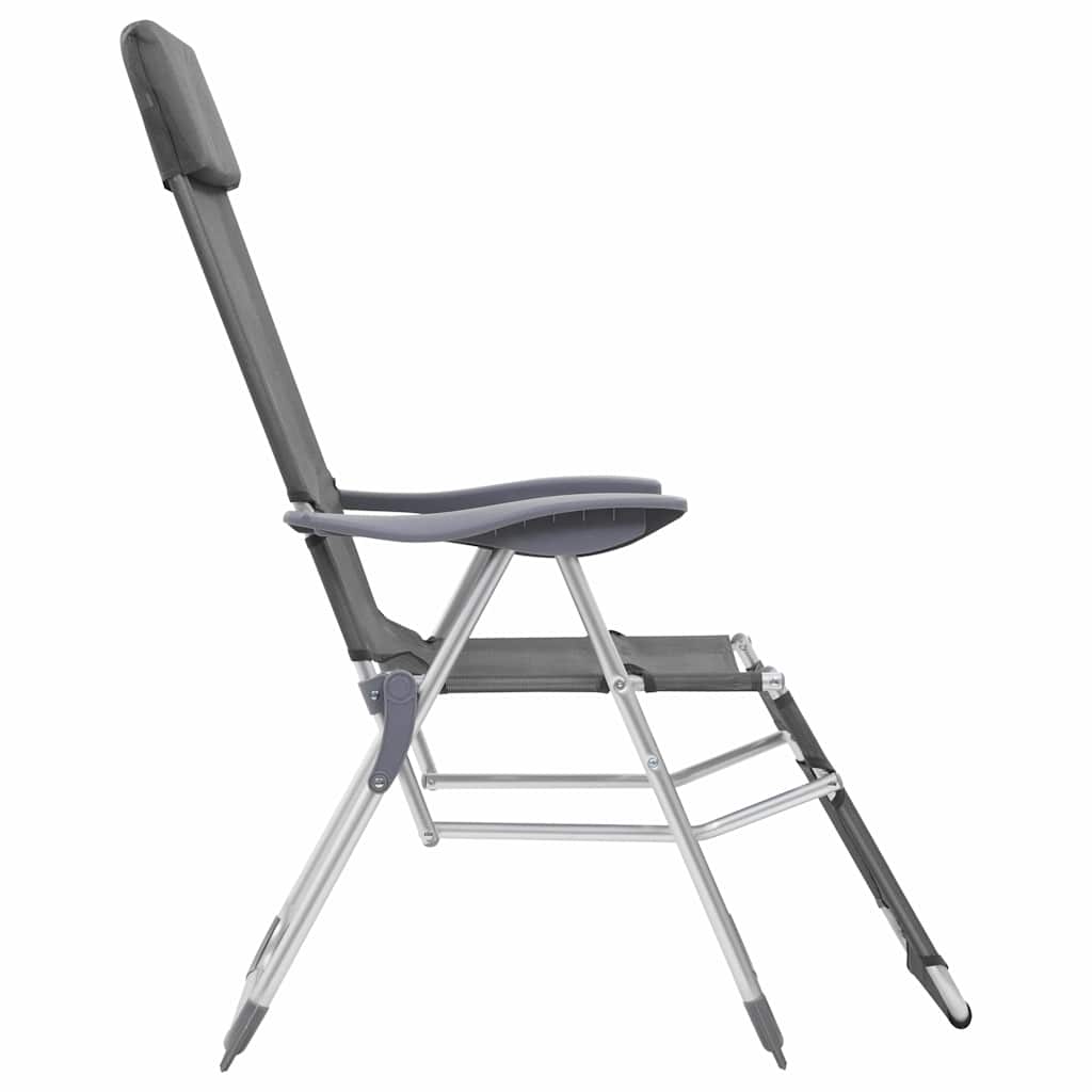 vidaXL Campingstoelen met voetensteun 2 st inklapbaar textileen grijs