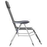 vidaXL Campingstoelen met voetensteun 2 st inklapbaar textileen grijs