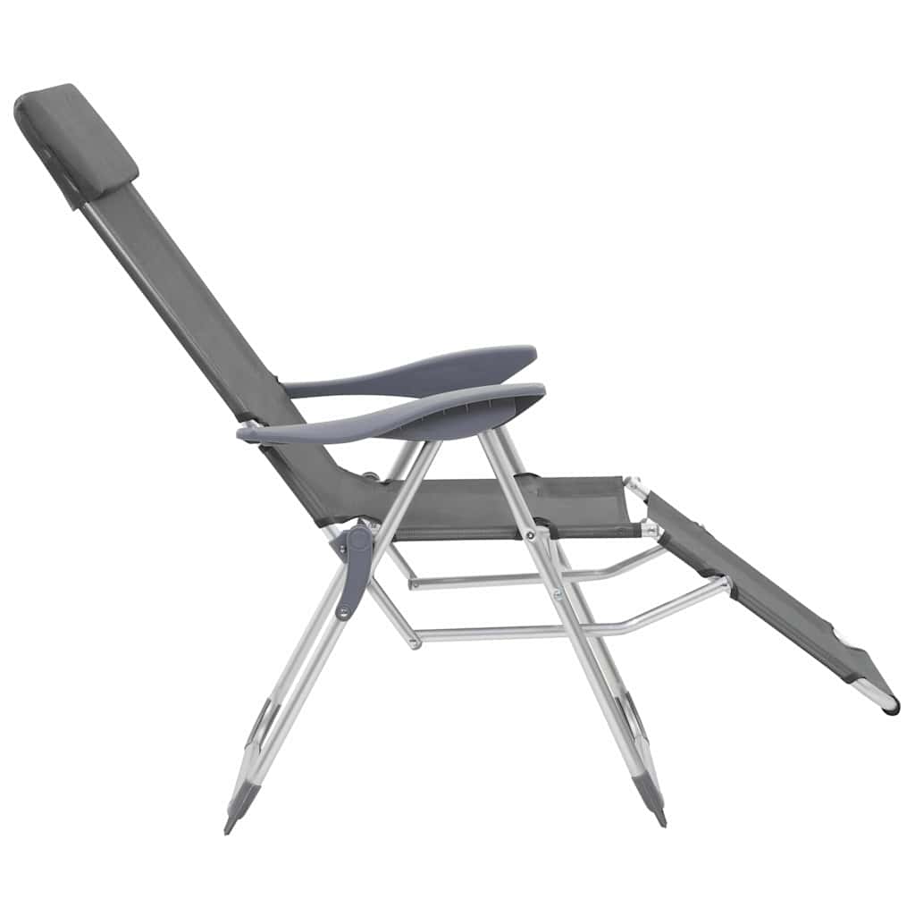 vidaXL Campingstoelen met voetensteun 2 st inklapbaar textileen grijs