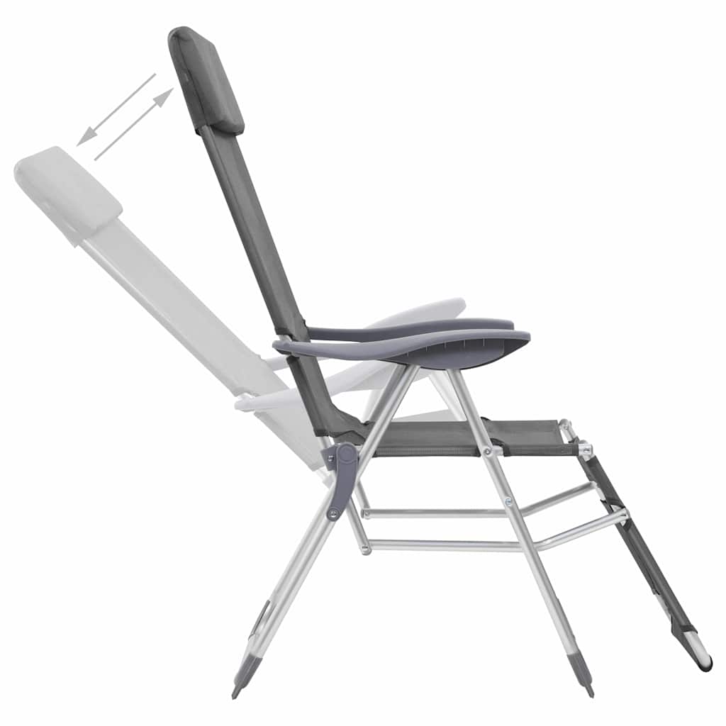 vidaXL Campingstoelen met voetensteun 2 st inklapbaar textileen grijs