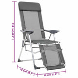 vidaXL Campingstoelen met voetensteun 2 st inklapbaar textileen grijs
