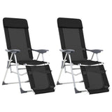 vidaXL Campingstoelen met voetensteun 2 st inklapbaar textileen grijs