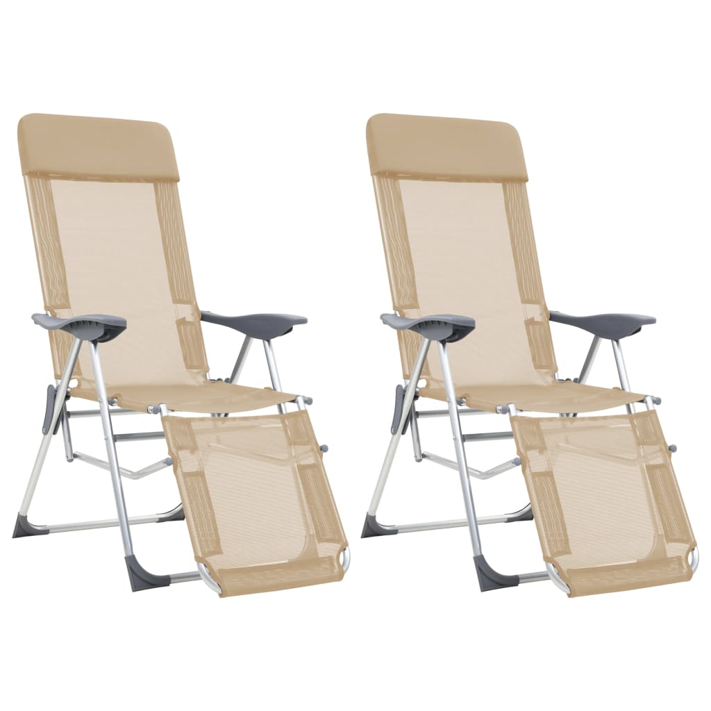 vidaXL Campingstoelen met voetensteun 2 st inklapbaar textileen grijs