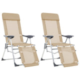 vidaXL Campingstoelen met voetensteun 2 st inklapbaar textileen grijs