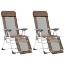 vidaXL Campingstoelen met voetensteun 2 st inklapbaar textileen grijs