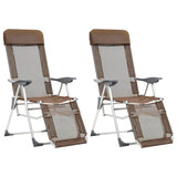 vidaXL Campingstoelen met voetensteun 2 st inklapbaar textileen grijs