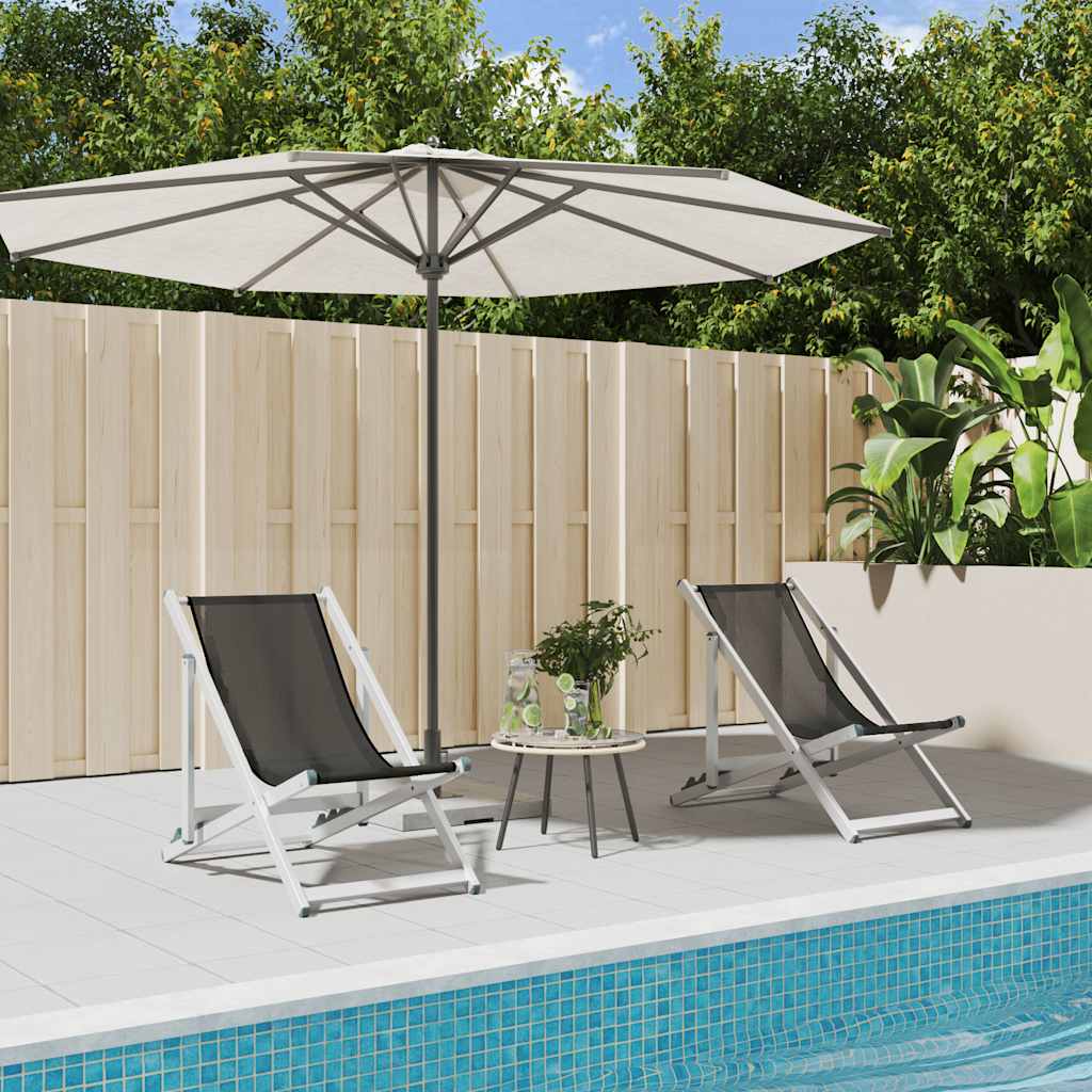 vidaXL Strandstoelen inklapbaar 2 st aluminium en textileen grijs
