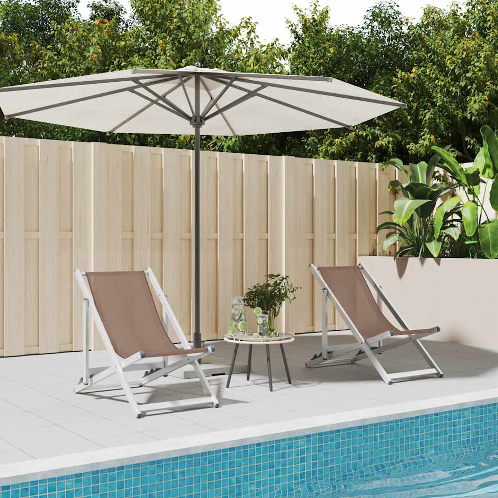 vidaXL Strandstoelen inklapbaar 2 st aluminium en textileen grijs