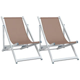 vidaXL Strandstoelen inklapbaar 2 st aluminium en textileen grijs