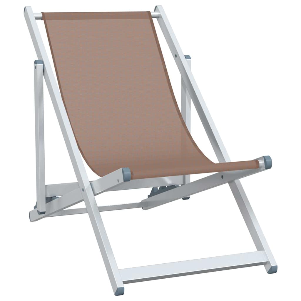 vidaXL Strandstoelen inklapbaar 2 st aluminium en textileen grijs