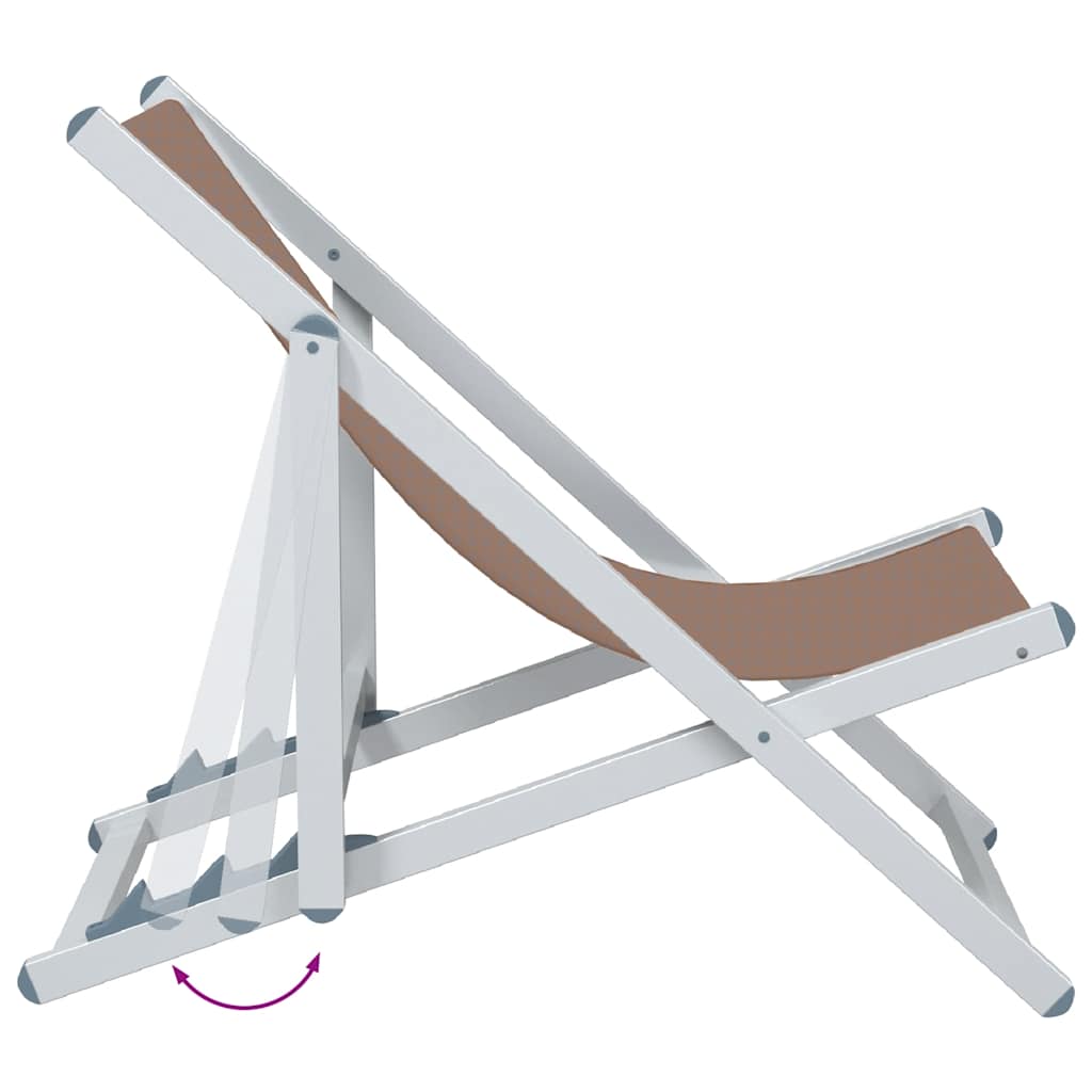 vidaXL Strandstoelen inklapbaar 2 st aluminium en textileen grijs