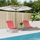 vidaXL Strandstoelen 2 st textileen en gepoedercoat staal blauw