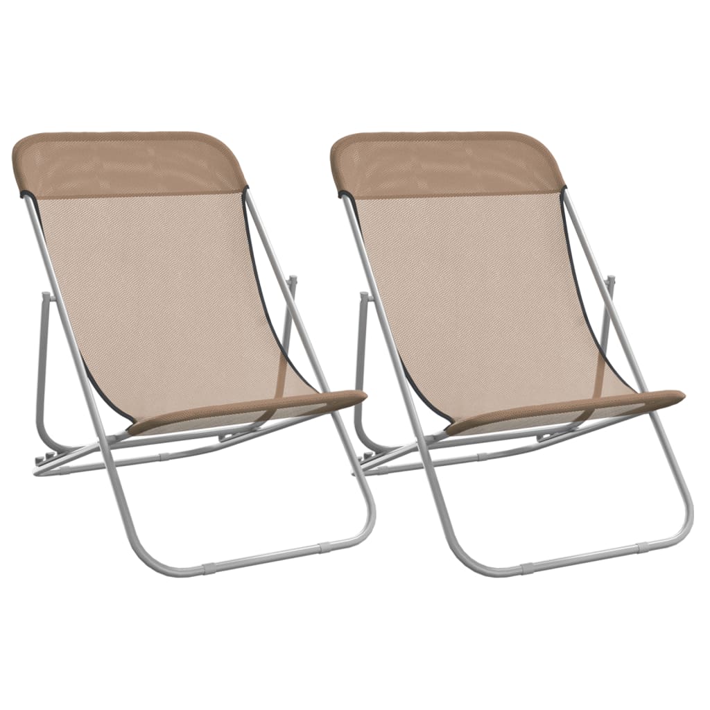 vidaXL Strandstoelen 2 st textileen en gepoedercoat staal blauw