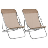 vidaXL Strandstoelen 2 st textileen en gepoedercoat staal blauw