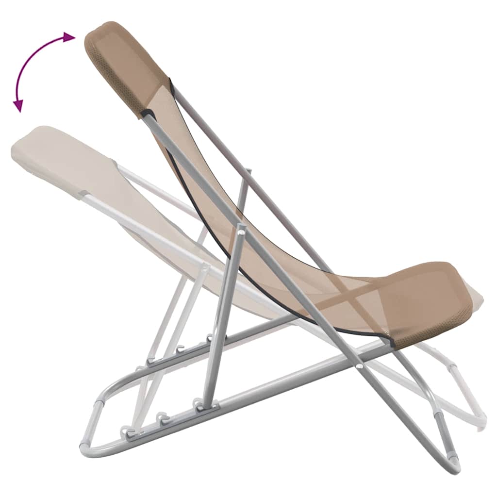 vidaXL Strandstoelen 2 st textileen en gepoedercoat staal blauw