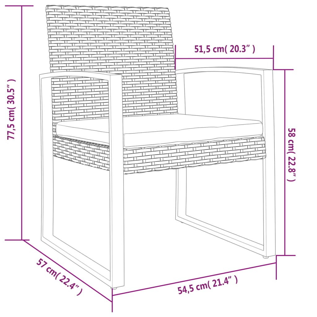 vidaXL Garden Chairs 2 pcs polypropylene rattan black