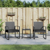 vidaXL 3-delige Tuinset met kussens polypropeen rattan zwart
