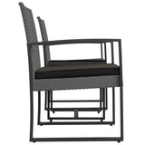 vidaXL 3-delige Tuinset met kussens polypropeen rattan zwart