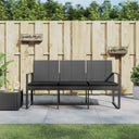 vidaXL Tuinbank 3-zits met kussens polypropeen rattan zwart