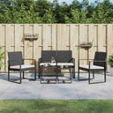 vidaXL 5-delige Tuinset met kussens polypropeen rattan zwart