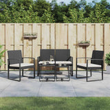 vidaXL 5-delige Tuinset met kussens polypropeen rattan zwart