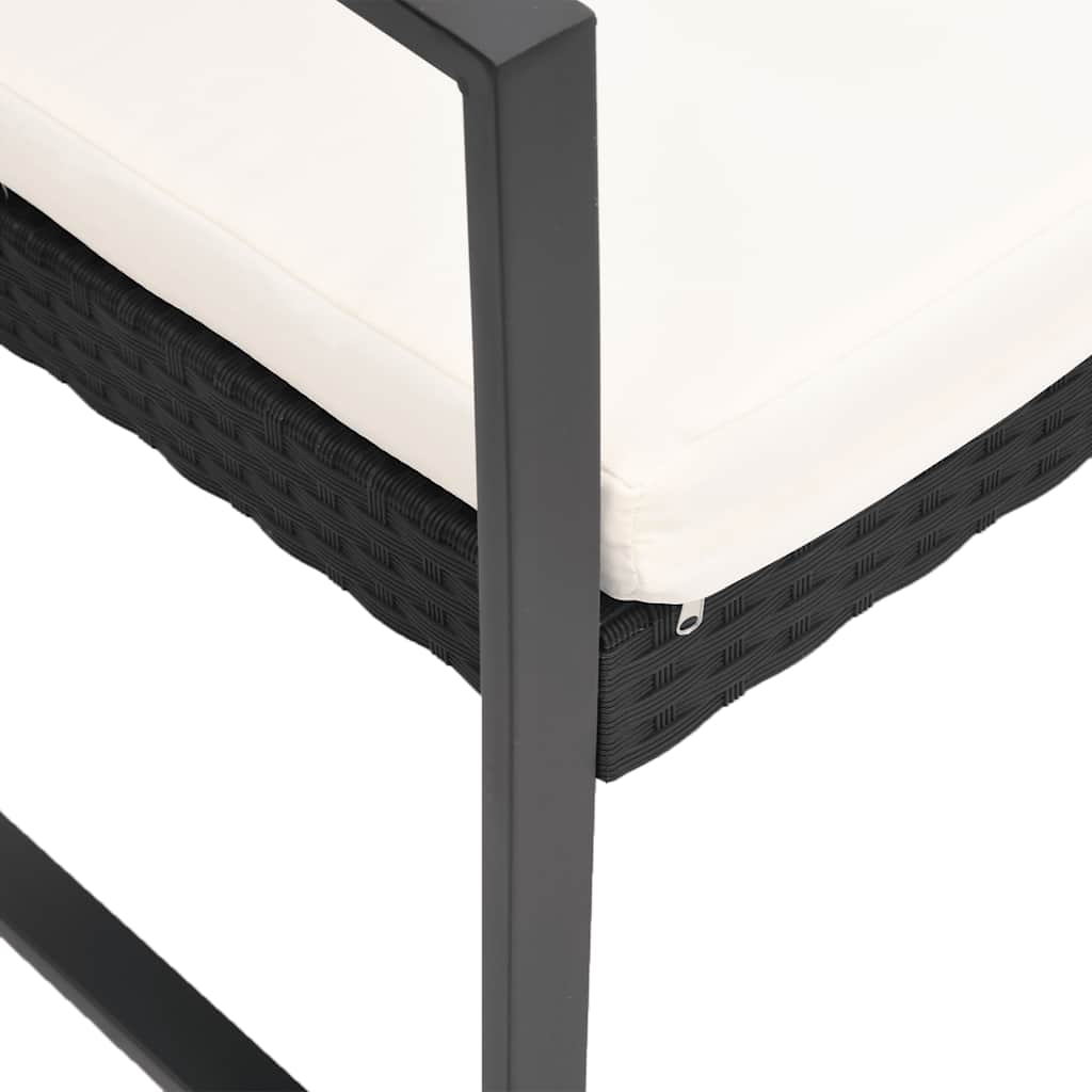 vidaXL 5-delige Tuinset met kussens polypropeen rattan zwart