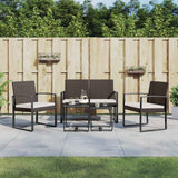 vidaXL 5-delige Tuinset met kussens polypropeen rattan zwart