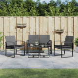 vidaXL 5-delige Tuinset met kussens polypropeen rattan zwart