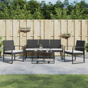 vidaXL 5-delige Tuinset met kussens polypropeen rattan zwart