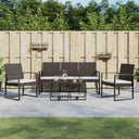 vidaXL 5-delige Tuinset met kussens polypropeen rattan zwart