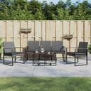 vidaXL 5-delige Tuinset met kussens polypropeen rattan zwart
