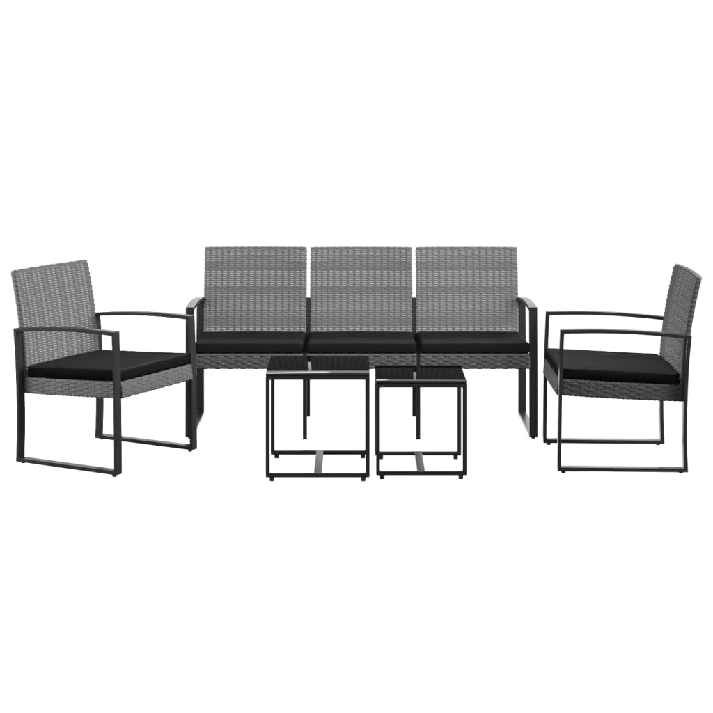 vidaXL 5-delige Tuinset met kussens polypropeen rattan zwart