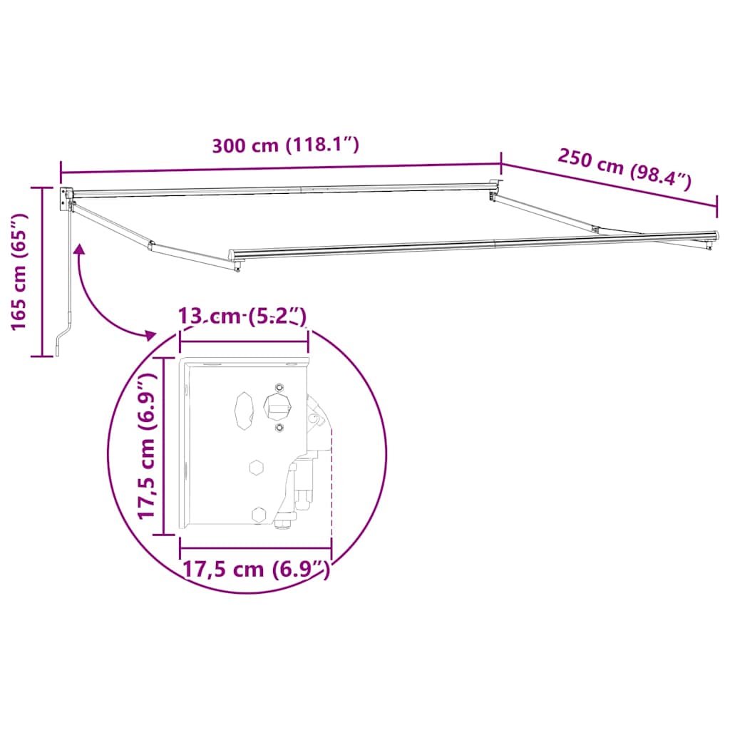 vidaXL Inklapbare Luifel Wit 500 × 300 cm Aluminium