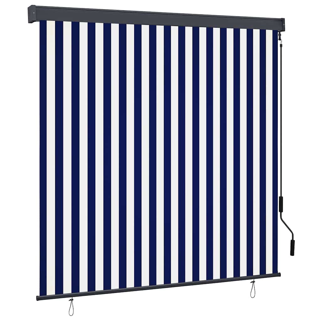vidaXL Rolgordijn voor buiten 60x250 cm blauw en wit