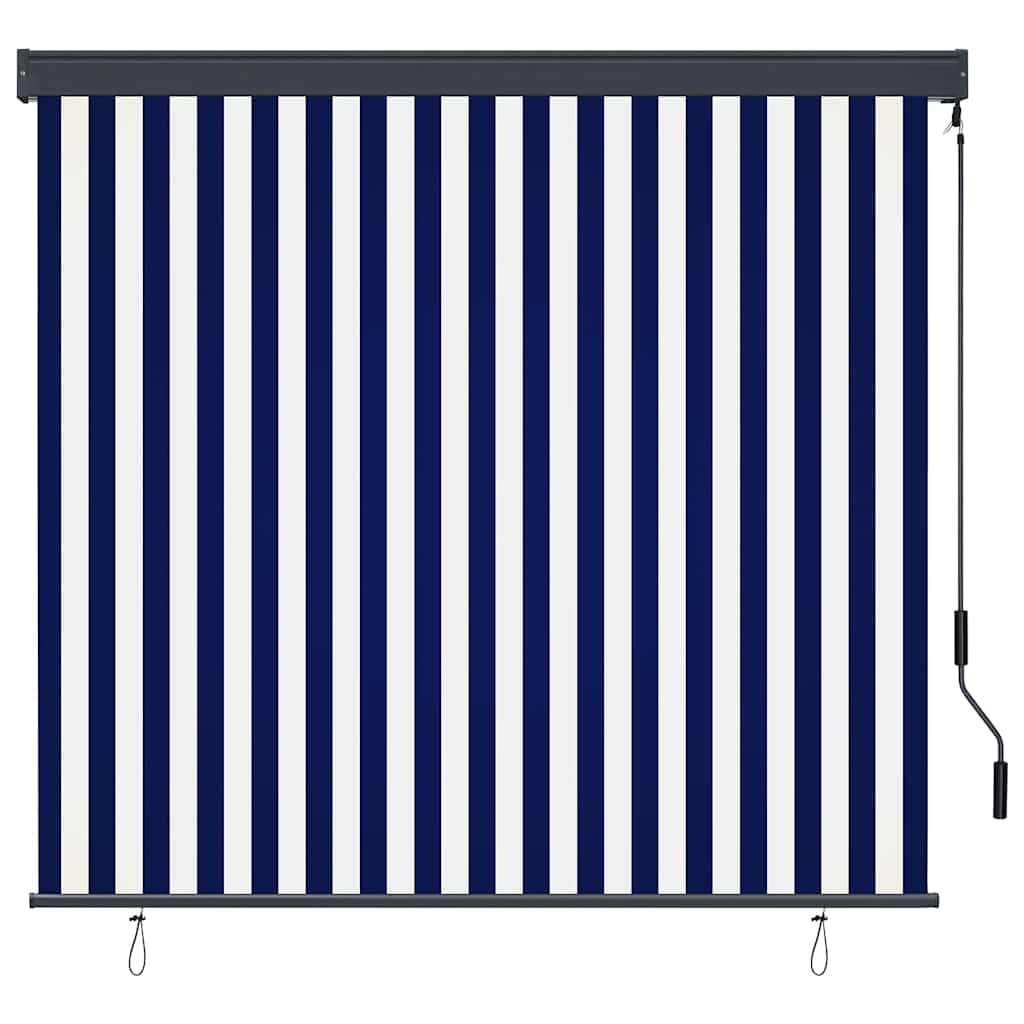 vidaXL Rolgordijn voor buiten 60x250 cm blauw en wit