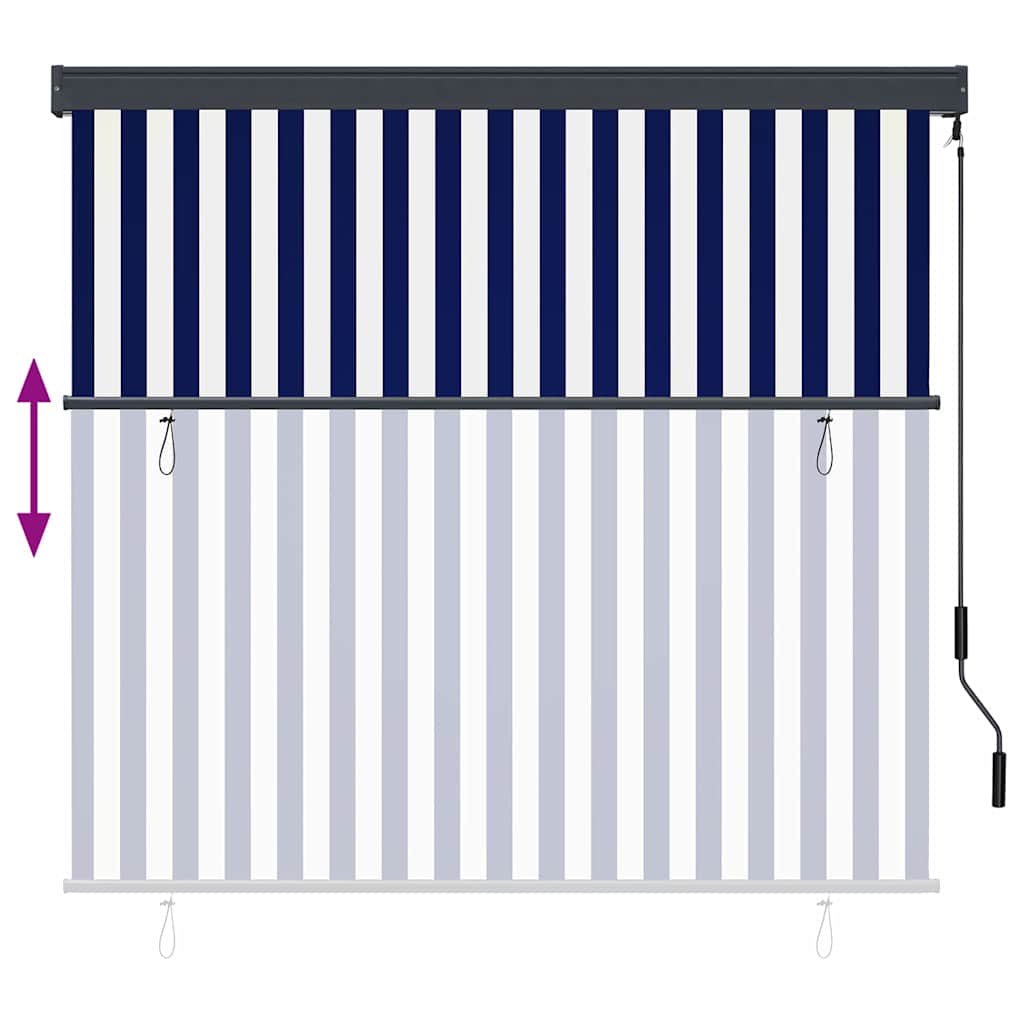 vidaXL Rolgordijn voor buiten 60x250 cm blauw en wit