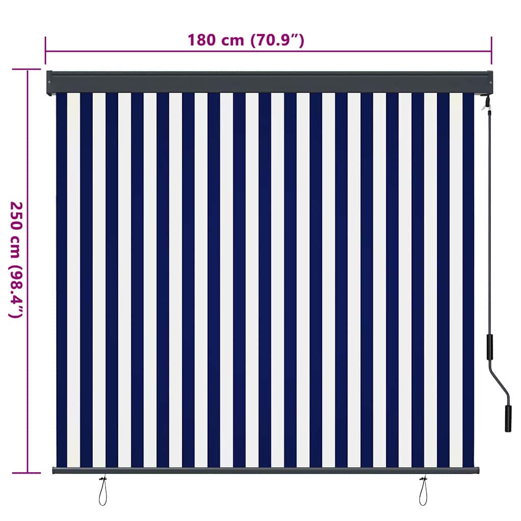 vidaXL Rolgordijn voor buiten 60x250 cm blauw en wit