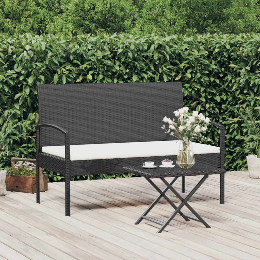 vidaXL Tuinbank met kussen 105 cm poly rattan bruin