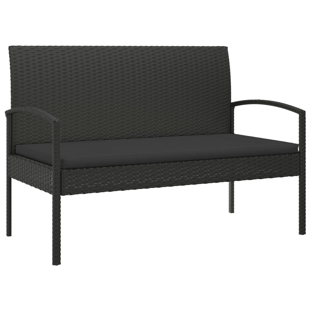 vidaXL Tuinbank met kussen 105 cm poly rattan bruin
