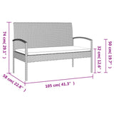 vidaXL Tuinbank met kussen 105 cm poly rattan bruin