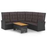 vidaXL 2-delige Loungeset met kussens poly rattan zwart