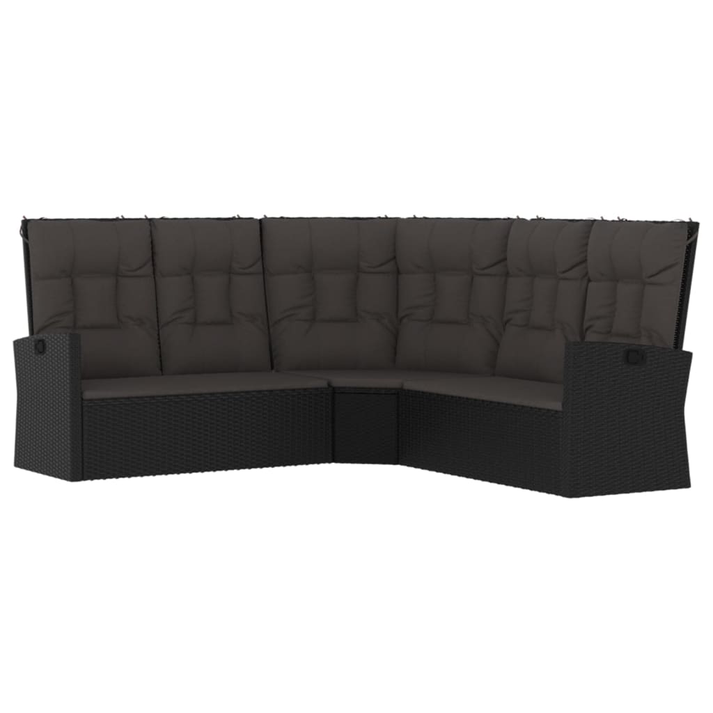 vidaXL 2-delige Loungeset met kussens poly rattan zwart