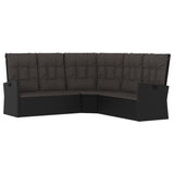 vidaXL 2-delige Loungeset met kussens poly rattan zwart