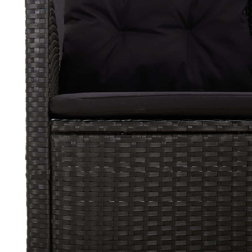 vidaXL 2-delige Loungeset met kussens poly rattan zwart