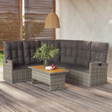 vidaXL 2-delige Loungeset met kussens poly rattan zwart